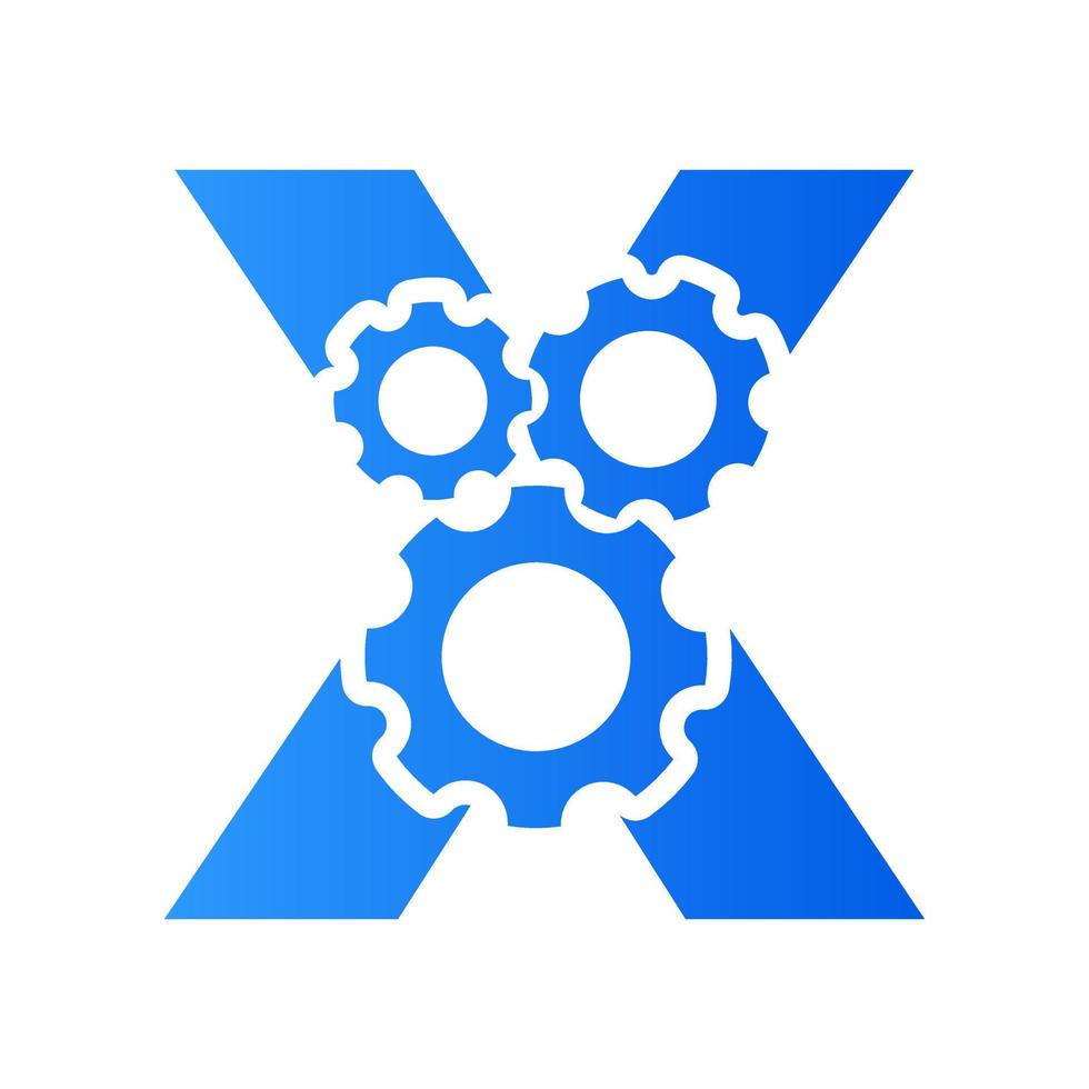 initial x gear logotyp vektor