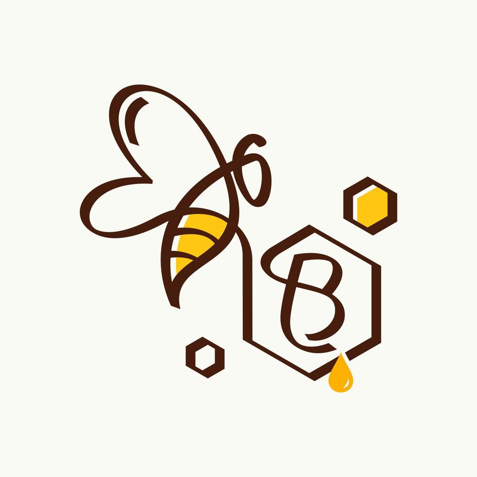 initial b bee logotyp vektor