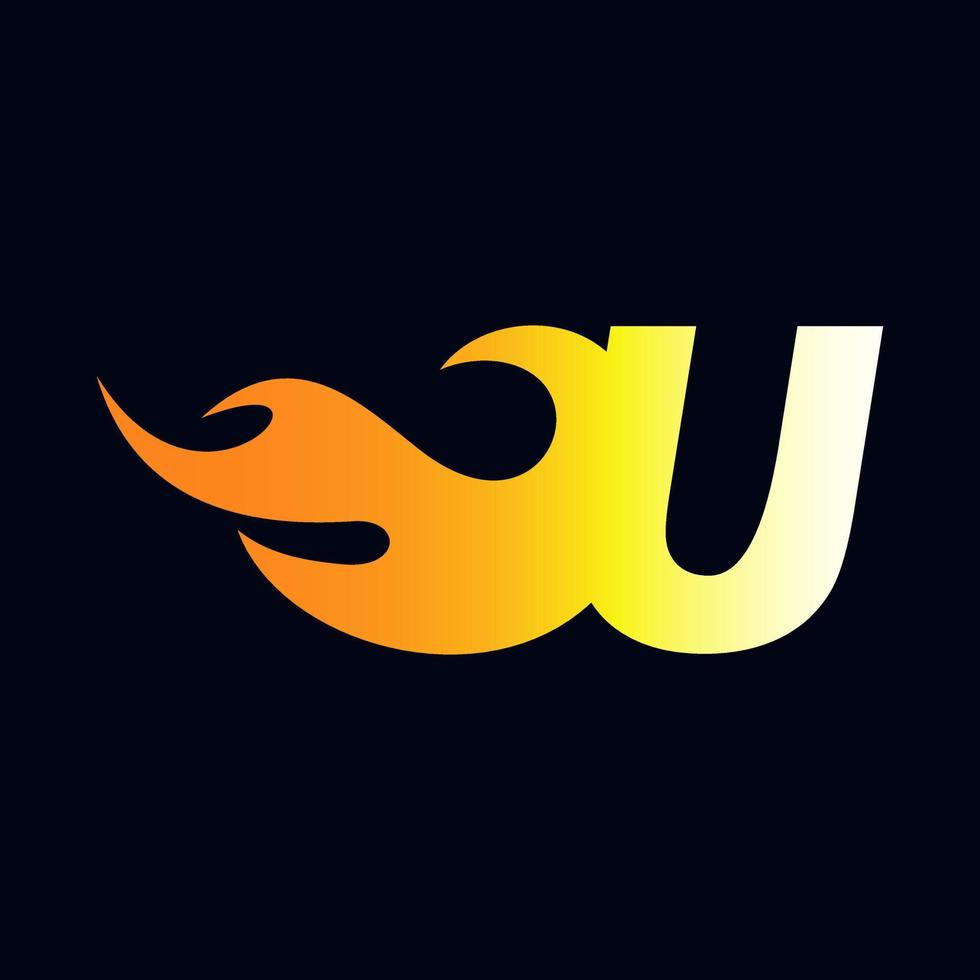 initial u flame logotyp vektor