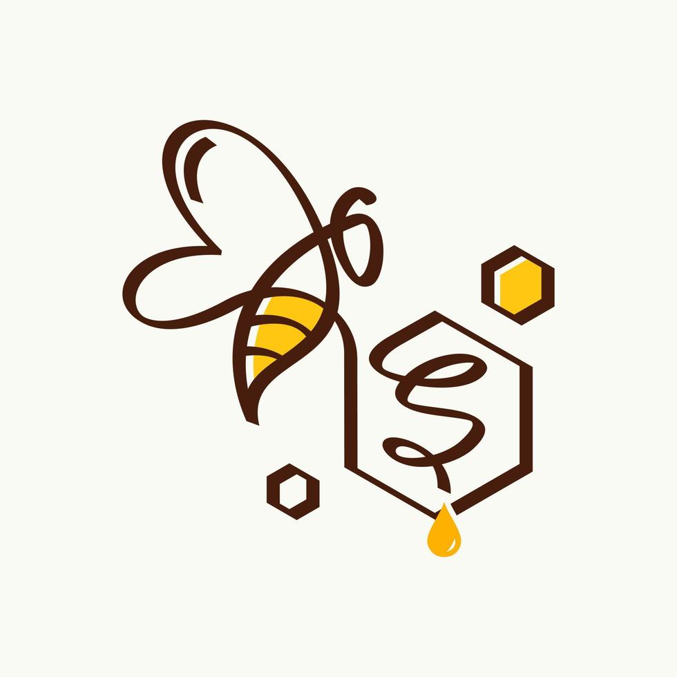 initial s bee logotyp vektor