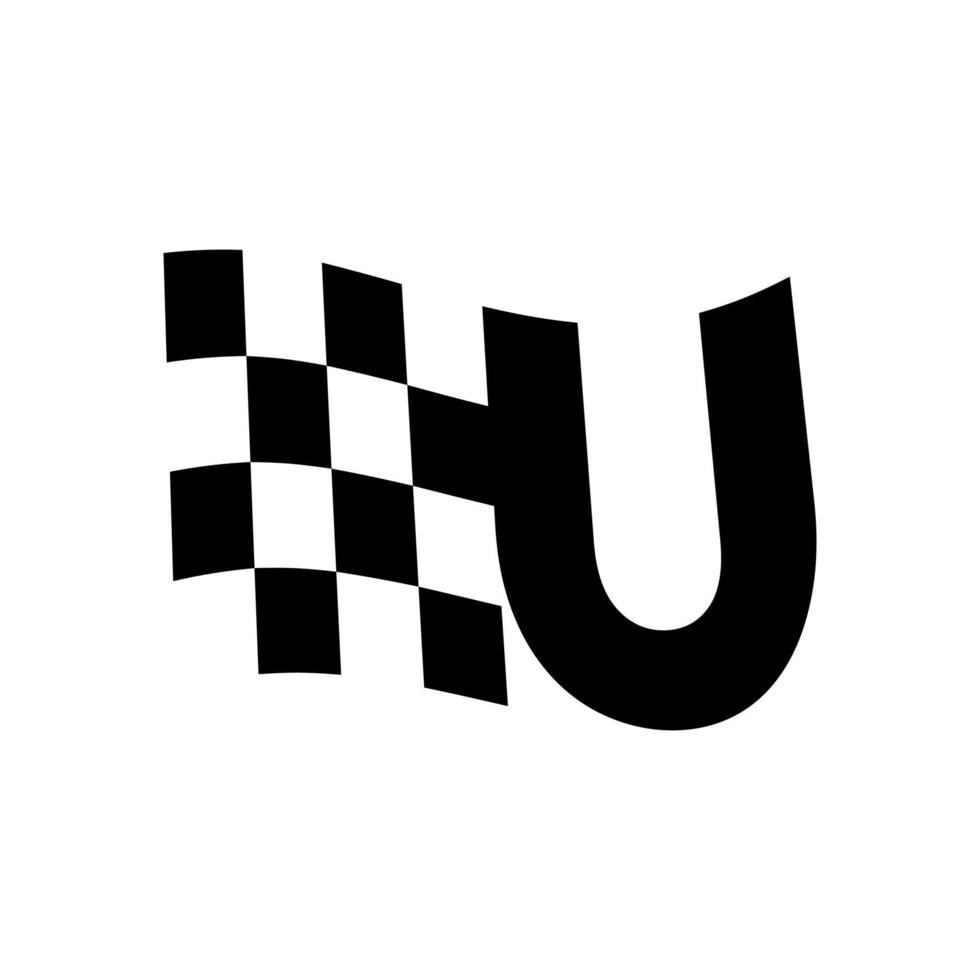 initial u flagga race logotyp vektor