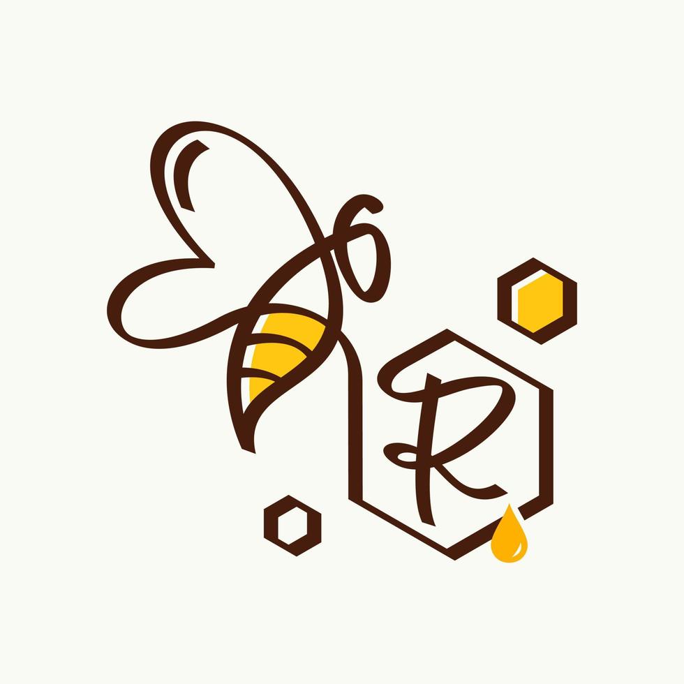 initial r bee logotyp vektor