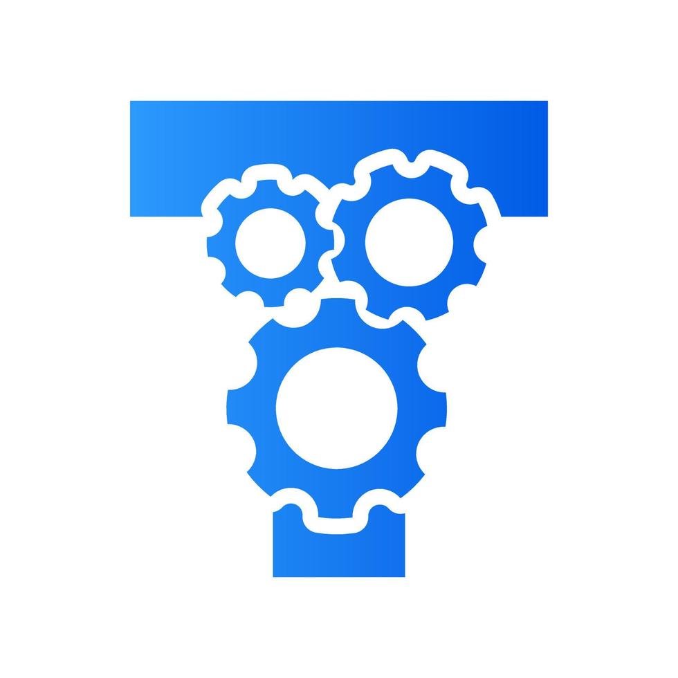 initial t gear logotyp vektor