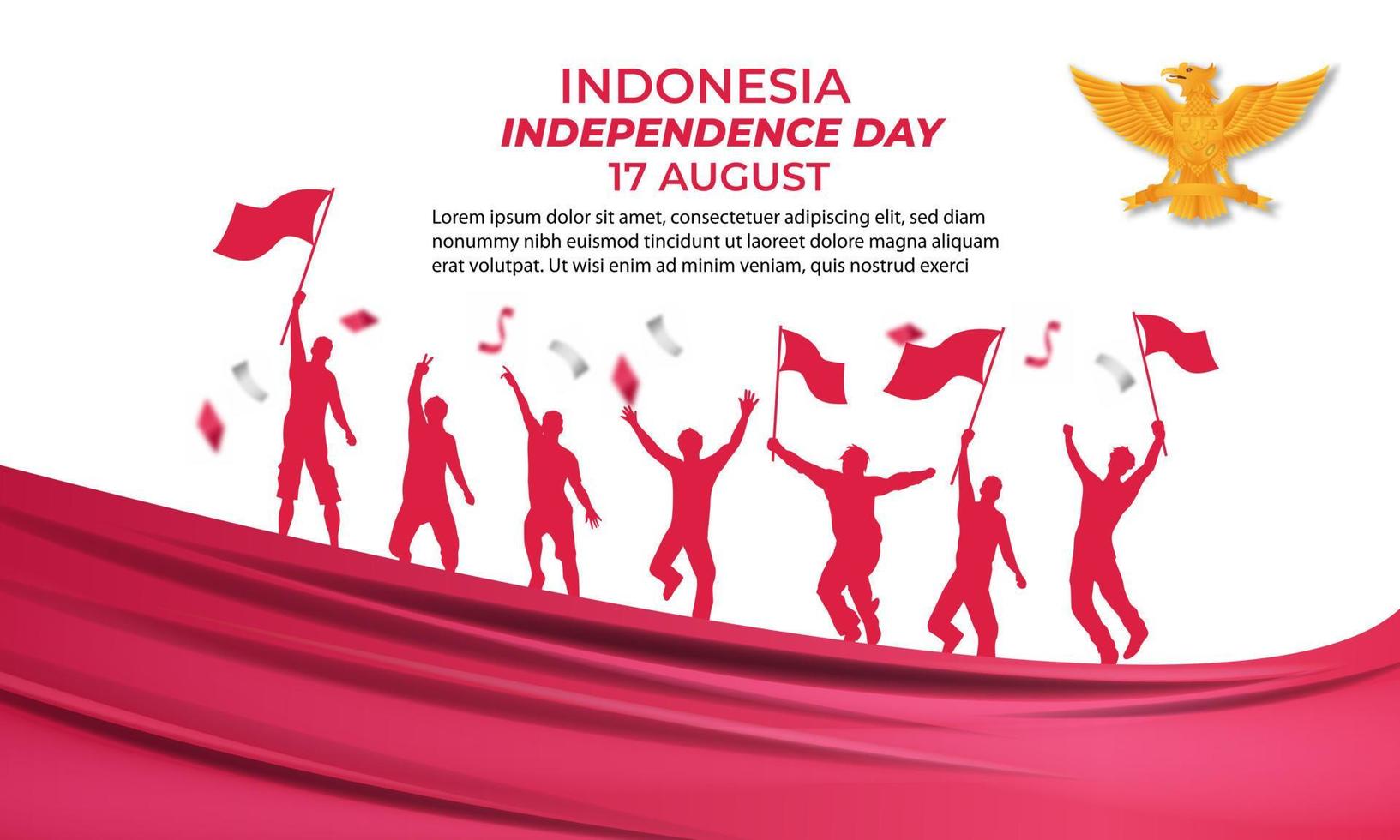 Unabhängigkeitstag Indonesiens. Illustration, Banner, Poster, Hintergrunddesign vektor