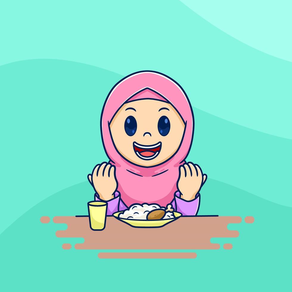 iftar flicka tecknad illustration vektor