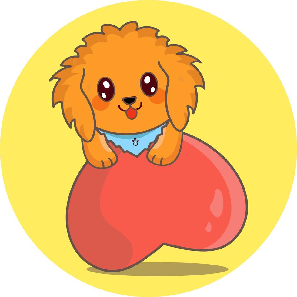 eine niedliche hundeumarmungsliebesikone glücklich, illustration für valentinstag, karte vektor