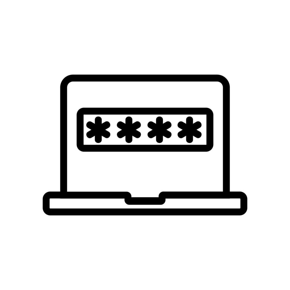 lösenord laptop ikon vektor kontur illustration