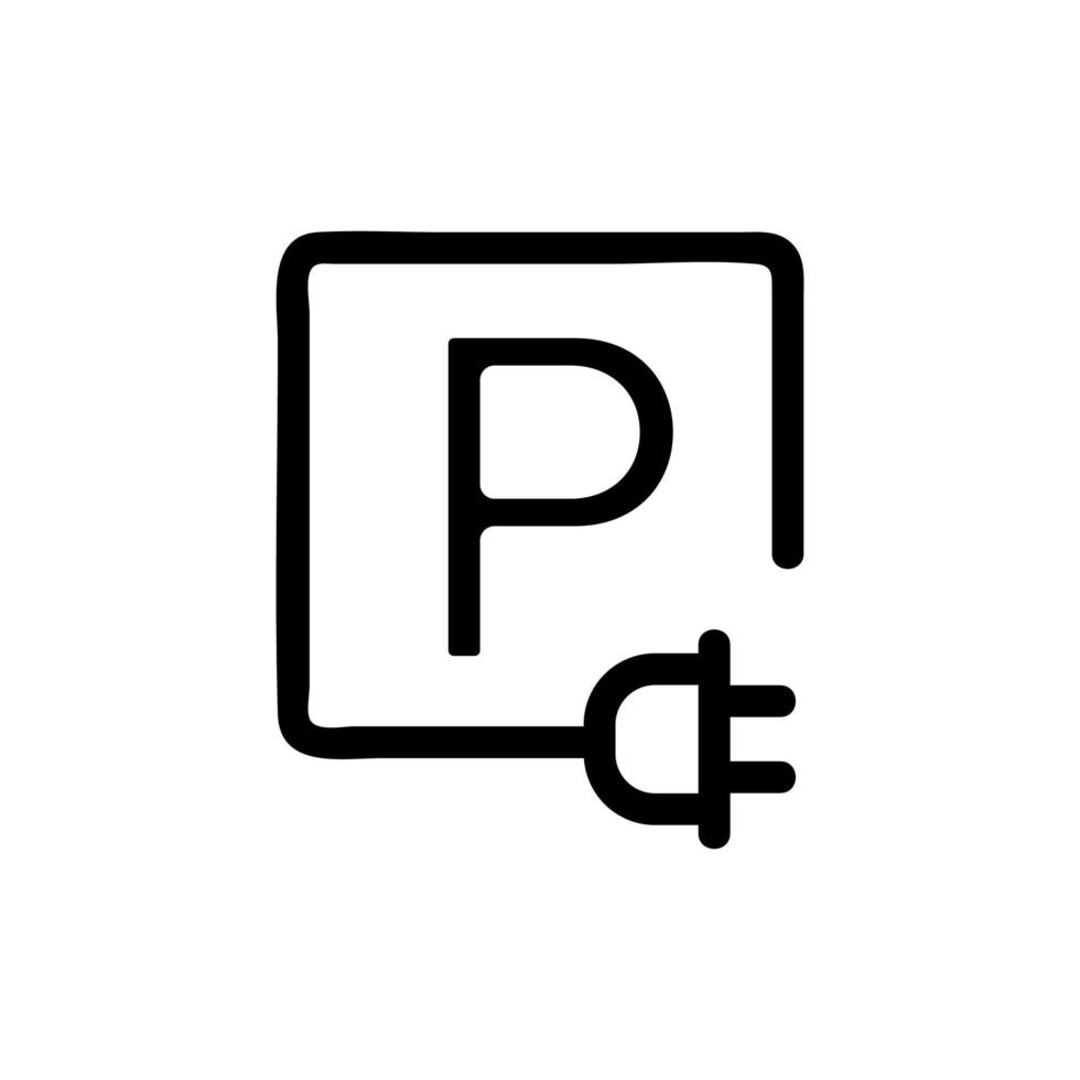 parkering elbil ikon vektor. isolerade kontur symbol illustration vektor