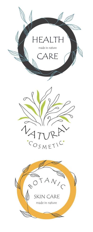 uppsättning botaniska logotyper för ditt företag. perfekt för kosmetiska märken. ekodesign. hållbart liv. vektor