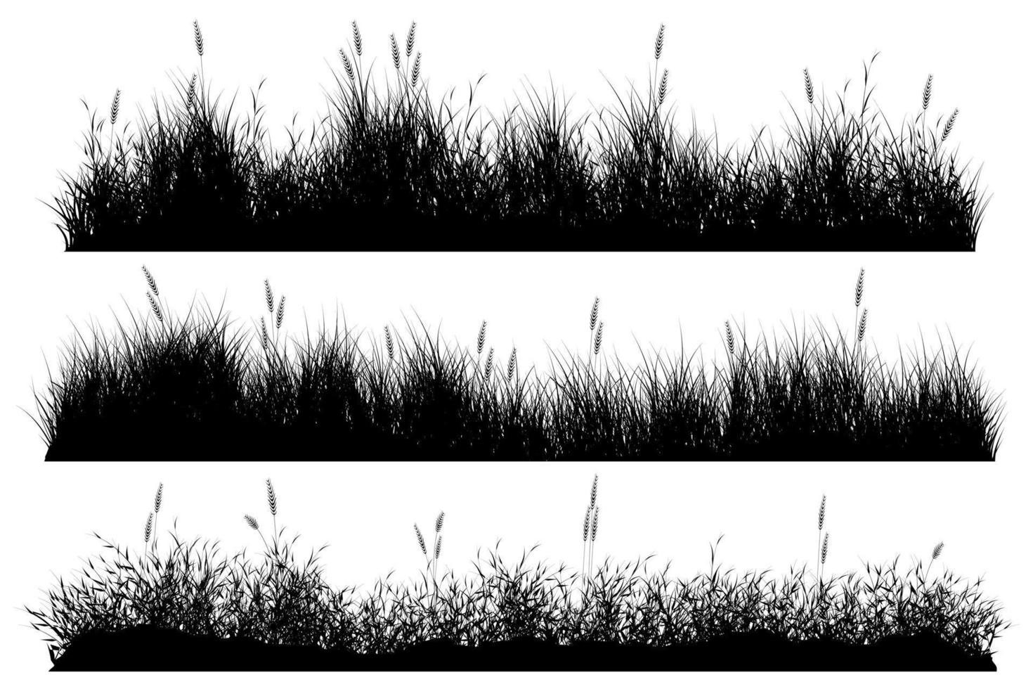 gräsmark. lång gräs siluett. sommargräs vektor