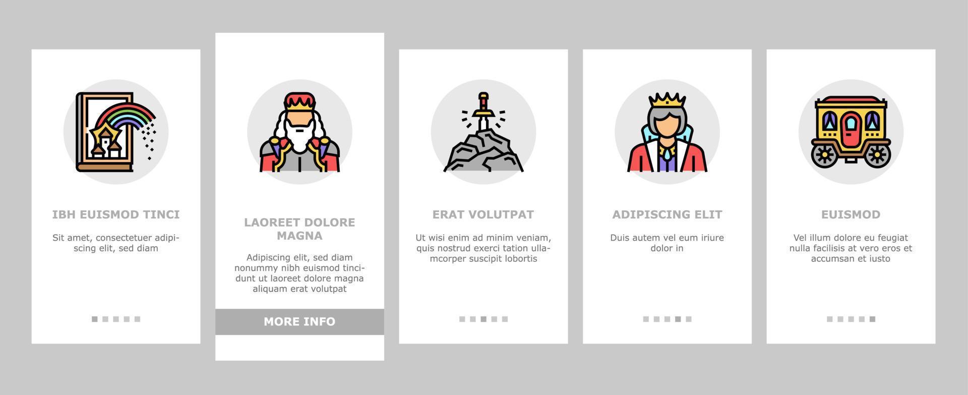 saga magisk berättelse bok onboarding ikoner som vektor