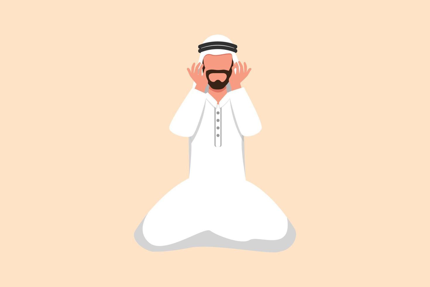 affärsdesign ritning deprimerad arabisk affärsman förtvivlan lida sorg. chef ledsen gest uttryck. arbetarutbrändhetssyndrom. depressionsstörning, sorg. platt tecknad stil vektorillustration vektor