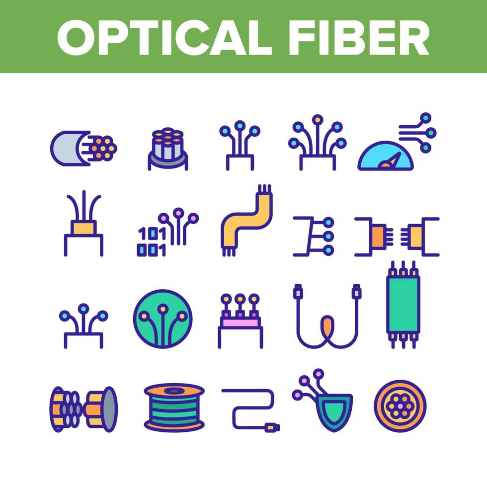 optisk fiber färgelement ikoner som vektor