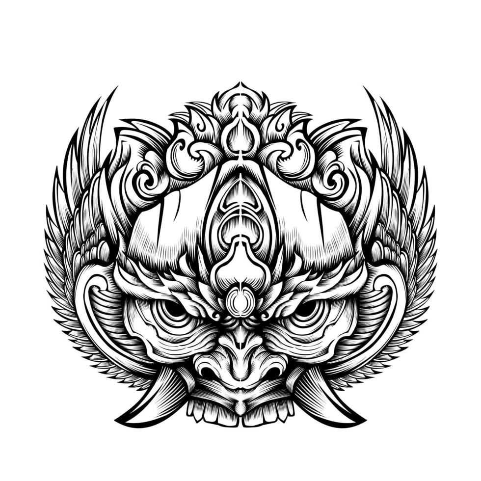 oni mask design vektor tatuering tribal illustration