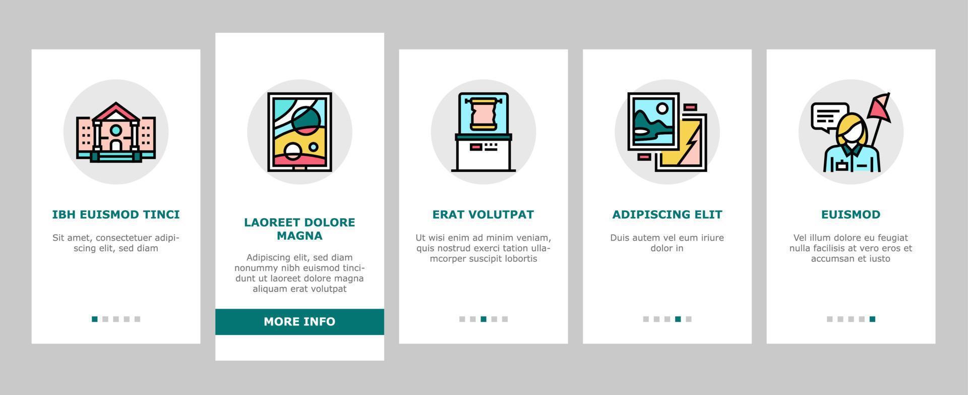 museum galleri utställning onboarding ikoner som vektor
