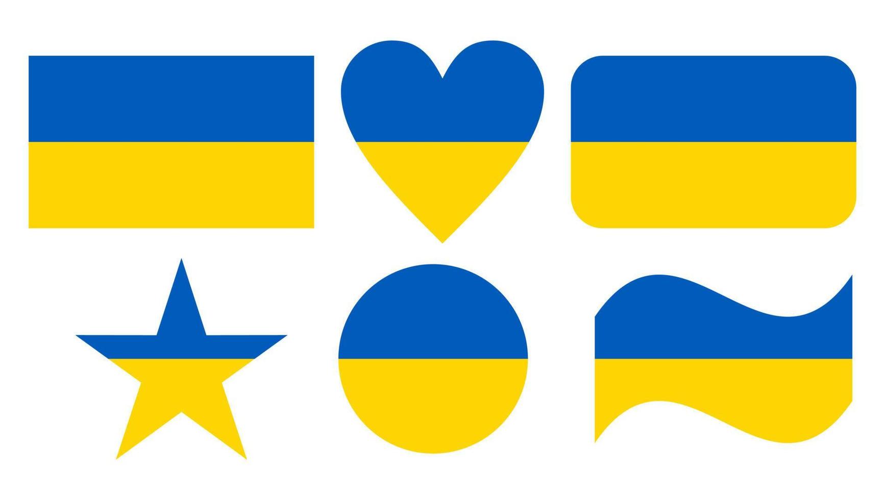 ukraine-flagge, flagge der ukraine in sechs formen vektor
