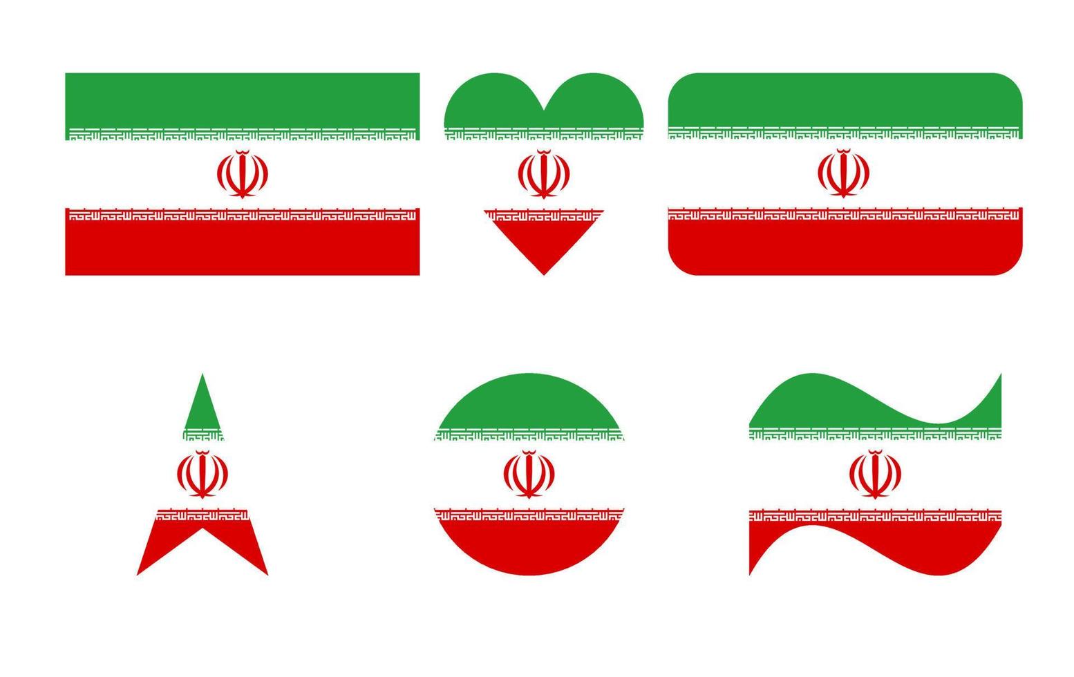 Iran flagga i sex former vektorillustration vektor