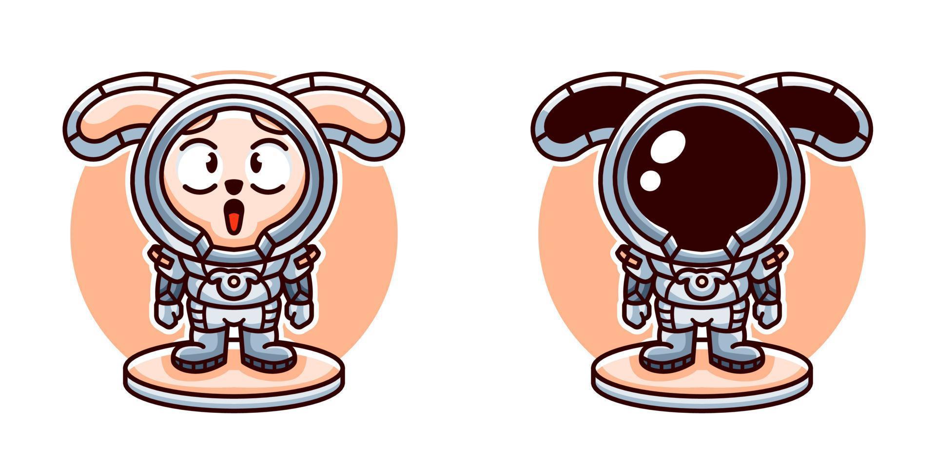 Hase die Astronauten-Cartoon-Illustration vektor