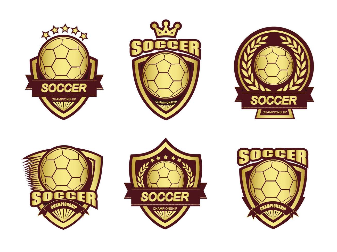 gruppe des goldenen fußballlogos set.it's siegerkonzept vektor