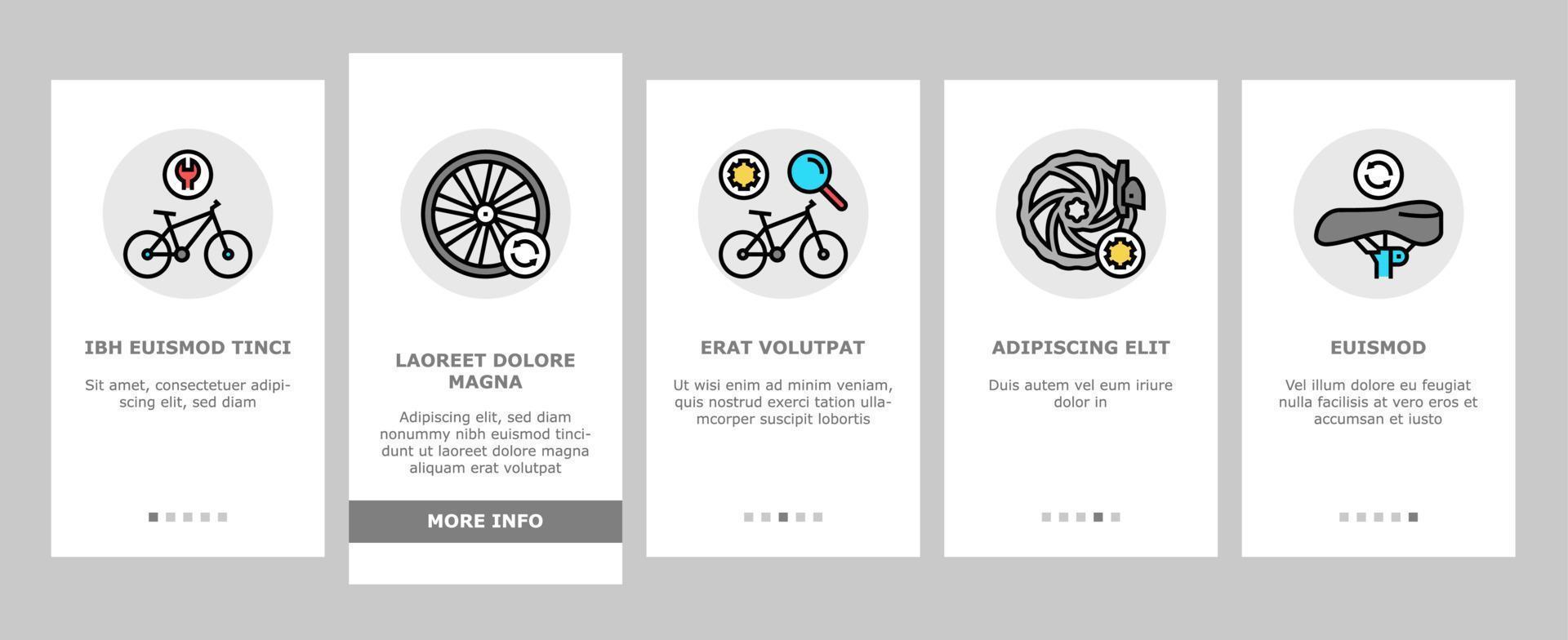 fahrradreparaturservice-onboarding-ikonen stellten vektor ein