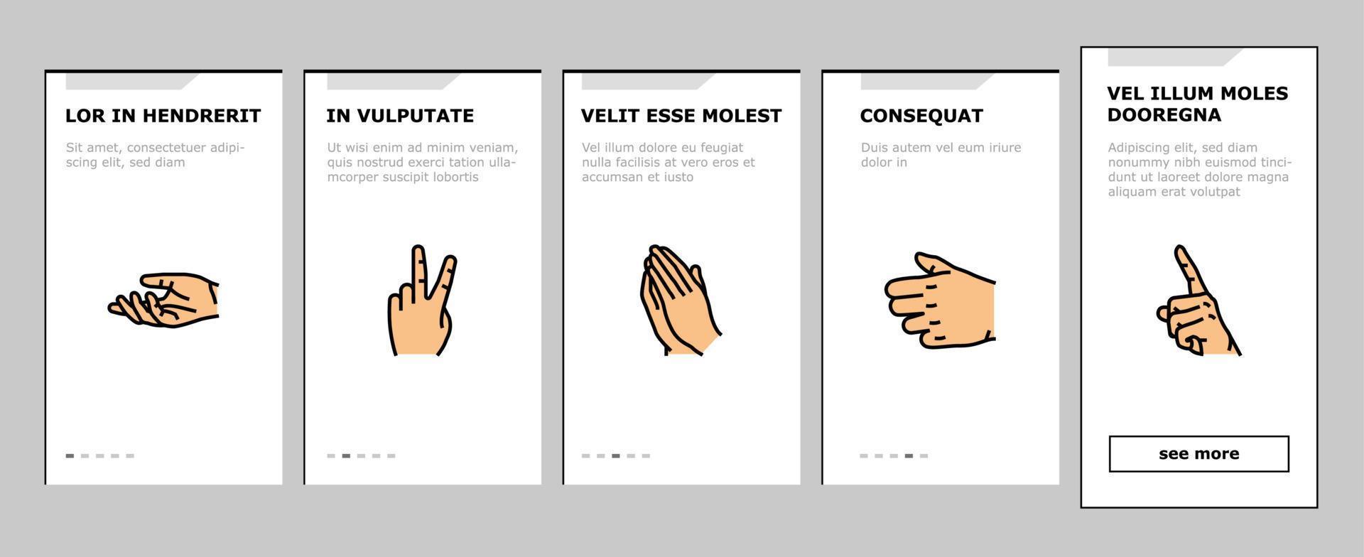 handgeste und gestikulieren onboarding-symbole setzen vektor