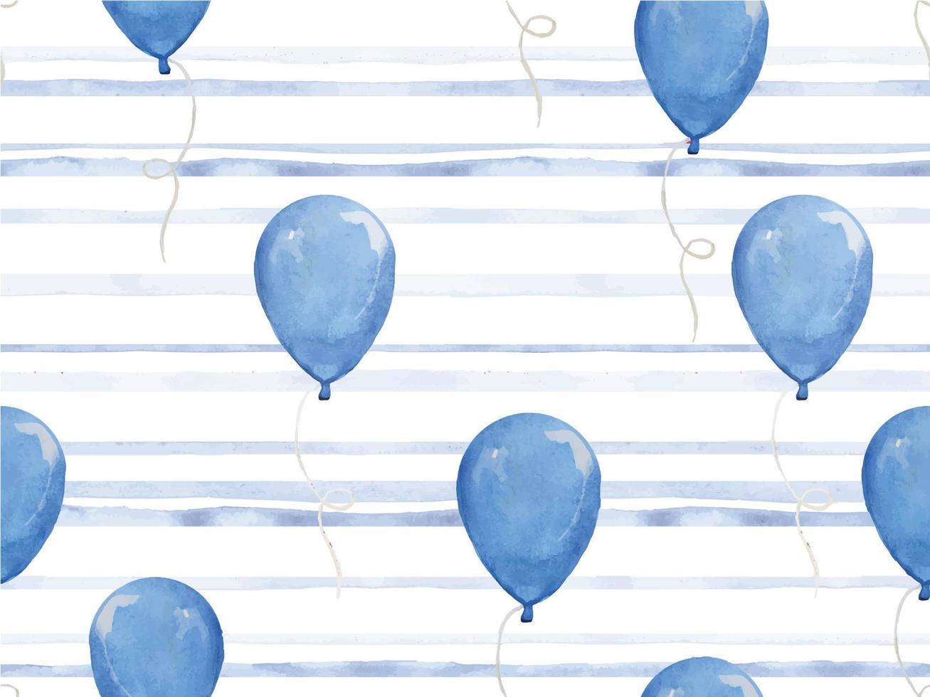 Aquarell Musterdesign mit blauen Luftballons. süßer babyhintergrund, zum geburtstag, es ist ein junge. Luftballons, Design für Stoff, Tapete, Geschenkpapier. Urlaubssymbol vektor