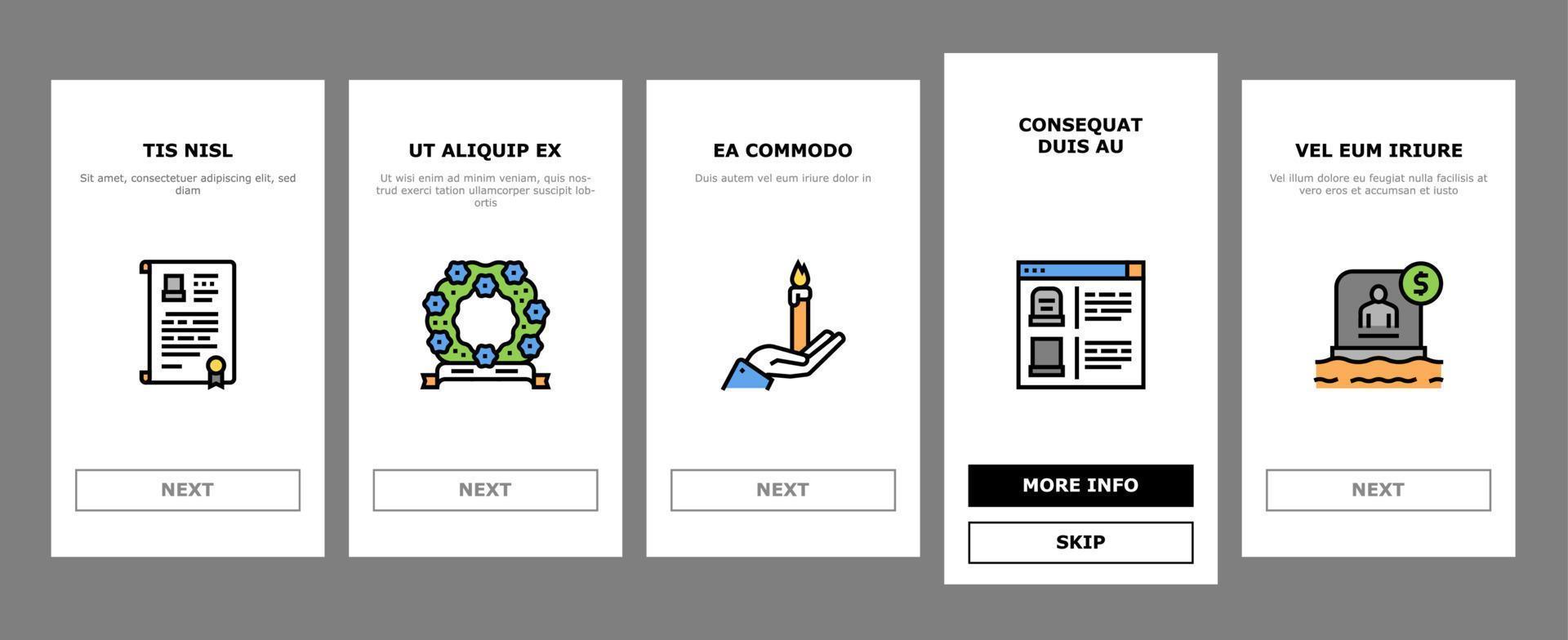 begravning begravningstjänst onboarding ikoner som vektor