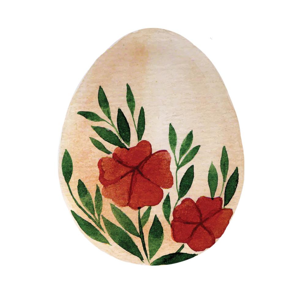 färgade ägg med teckningar av löv och blommor. naturliga färger, boho stil vektor