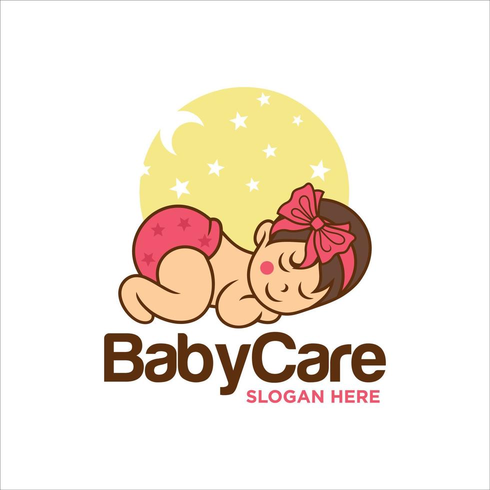 schlafende niedliche Baby-Logo-Design-Vorlage vektor