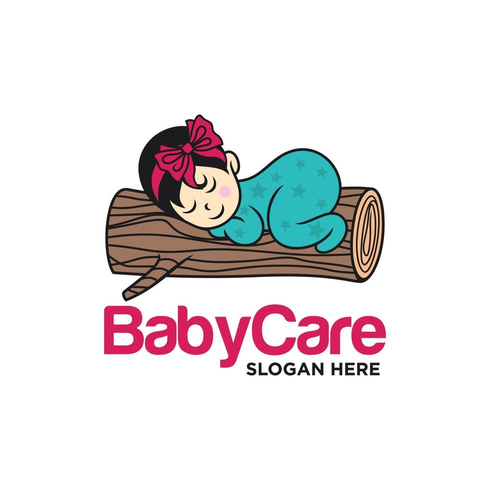 schlafende niedliche Baby-Logo-Design-Vorlage vektor