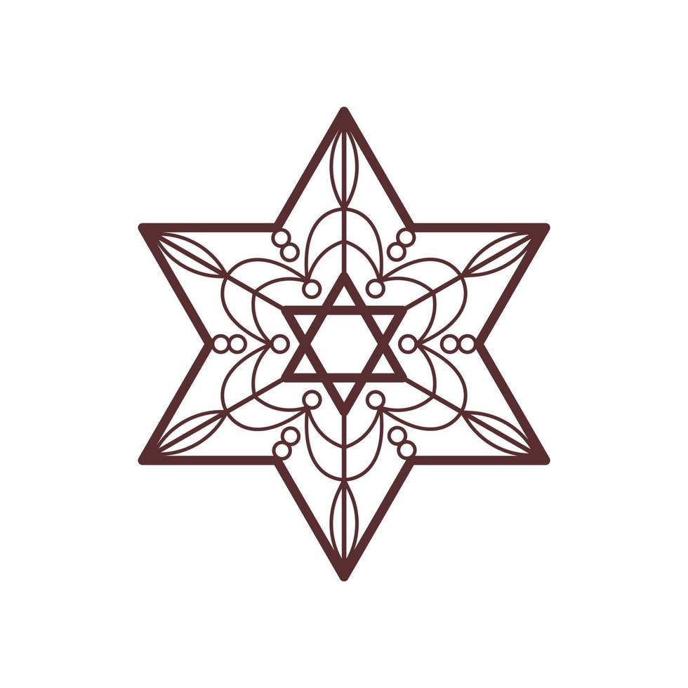 stjärna av david dekorativa element. symbol för judisk religion. linje ikon för Hanukkah semester. vektor illustration