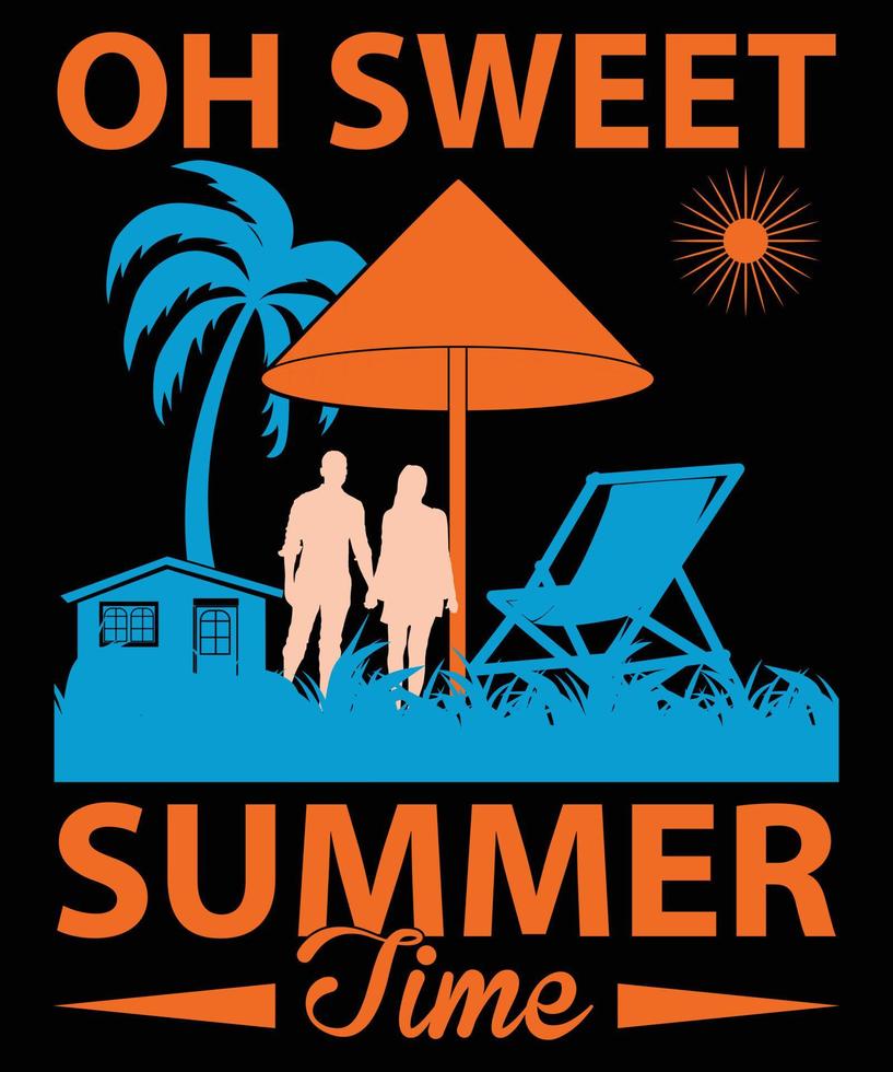 Oh süße Sommerzeit-Vektor-T-Shirt-Design-Vorlage vektor