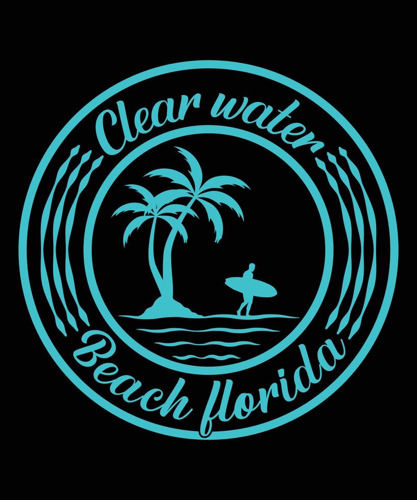 Sommer-Kreis-Logo-Typ Surfen Vektor-T-Shirt-Design-Vorlage vektor