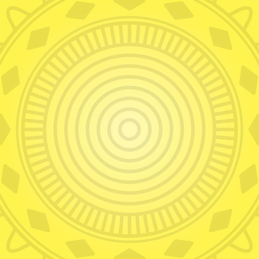 gelber Hintergrund mit Farbverlauf mit abstraktem Mandala-Ornament-Motiv. Kreis, elegant, kreativ und einzigartig. geeignet für hintergrund, textur, tapeten, dekor, broschüre und poster vektor