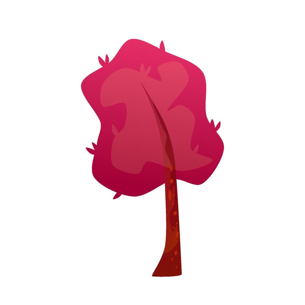 höstträd, bra design för alla ändamål. rött träd för trädgård skogspark. tecknad vektor isolerade illustration. höstens design.