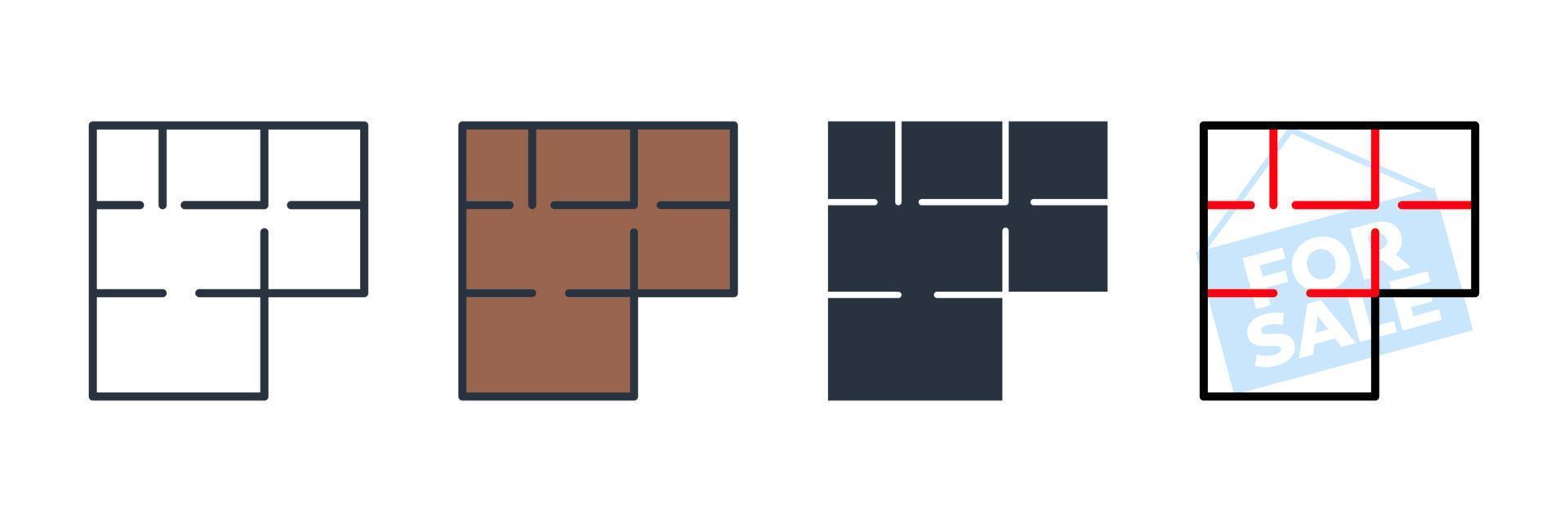 hus plan ikon logotyp vektor illustration. planlösning symbol mall för grafik och webbdesign samling