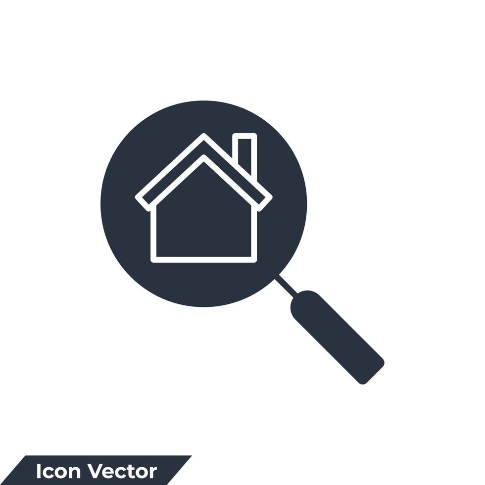 Suche nach Haus-Symbol-Logo-Vektor-Illustration. Lupensymbolvorlage für Grafik- und Webdesign-Sammlung vektor