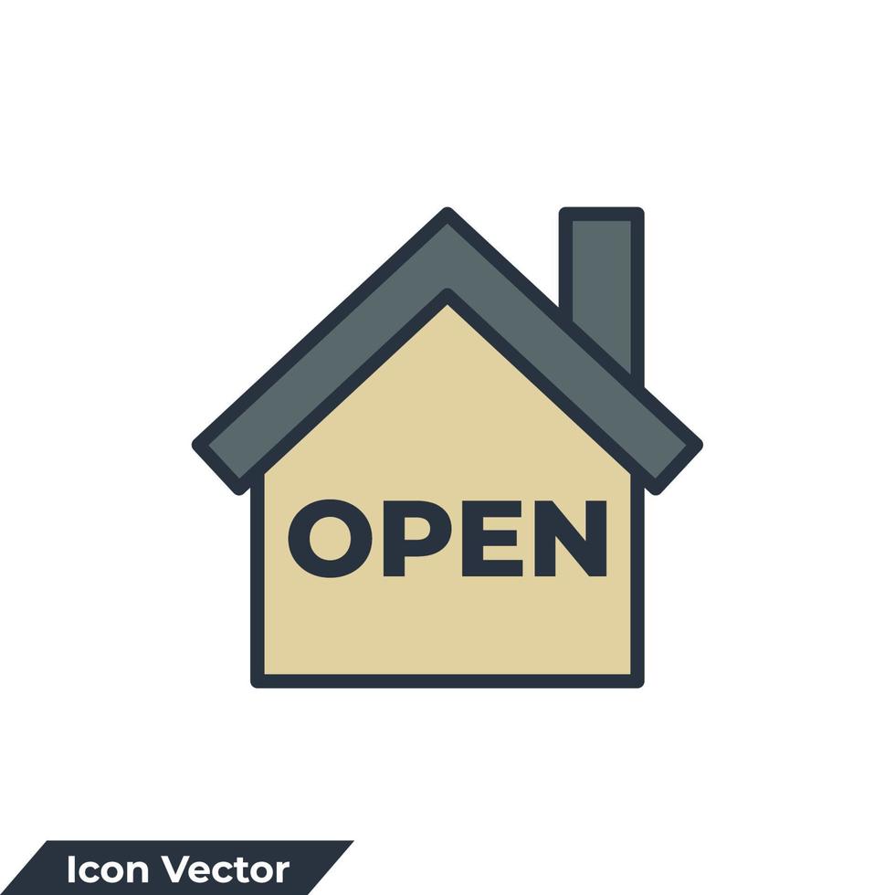 Haus öffnen Symbol Logo Vektor Illustration. Haussymbolvorlage für Grafik- und Webdesign-Sammlung