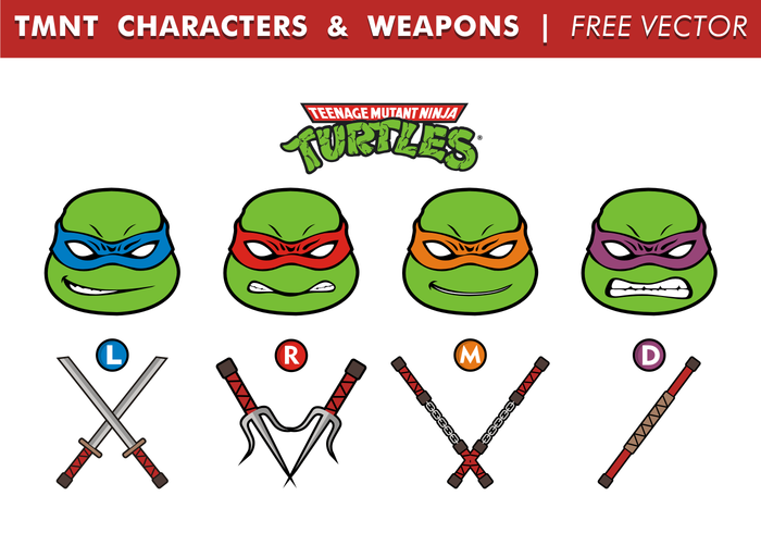 TMNT Charaktere & Waffen Free Vector