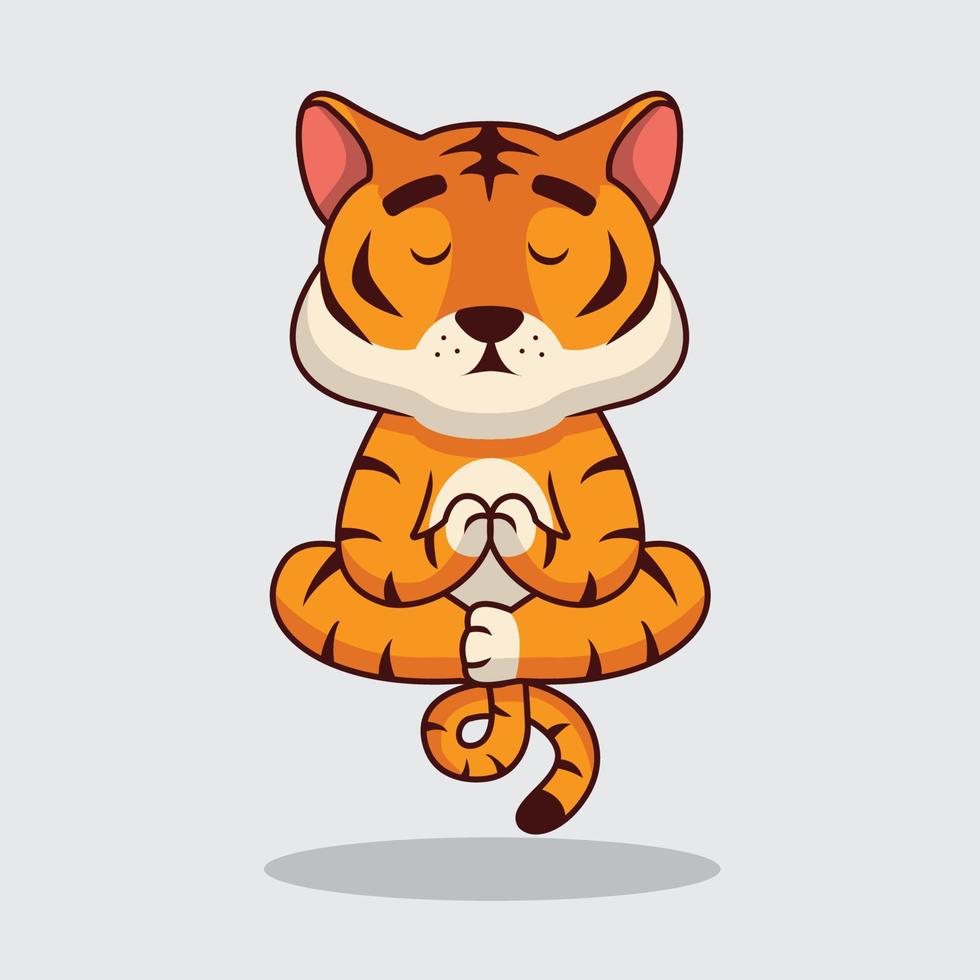 söt tiger yoga tecknad illustration vektor