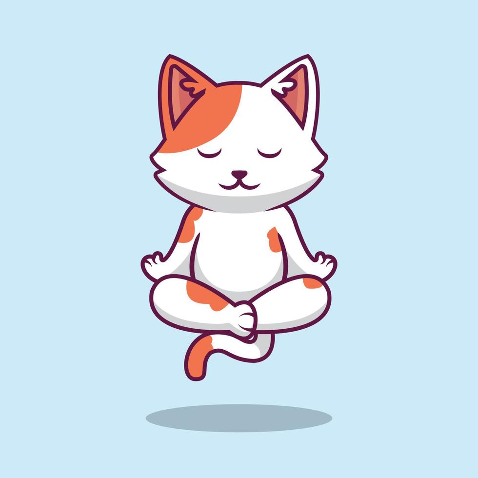 söt katt yoga tecknad illustration vektor