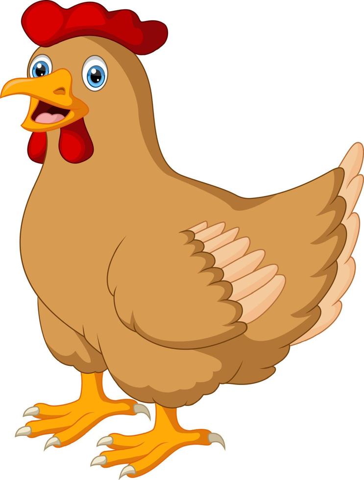 niedliche hühner-henne-karikatur kräht vektor