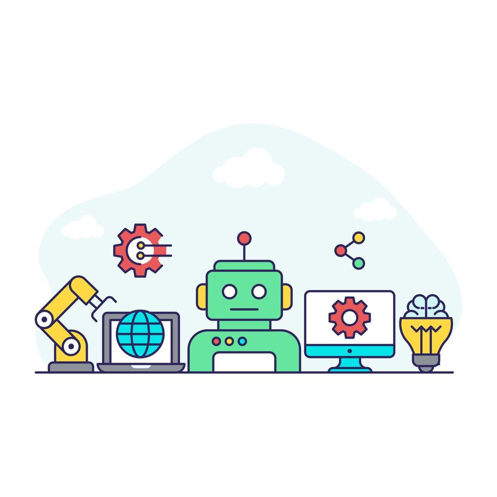 chatbot illustration i platt design vektor