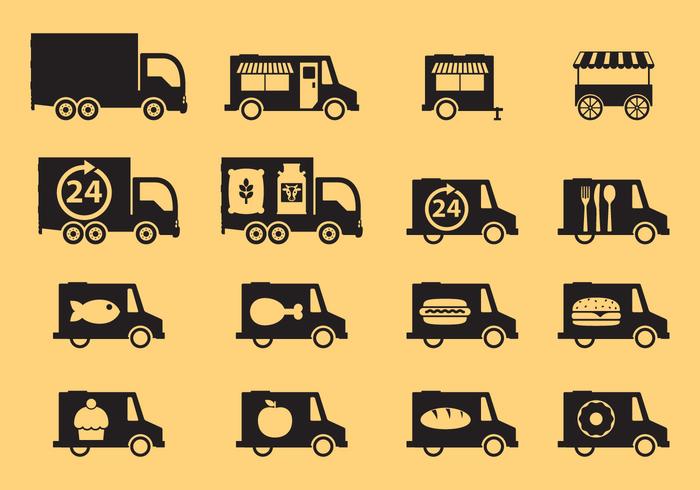 Lebensmittel Trucks Icons vektor