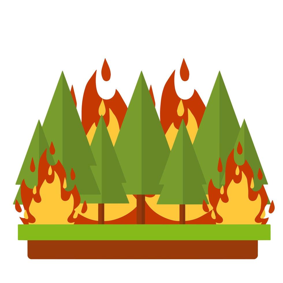 skogsbrand. naturkatastrof. skogsproblem vektor