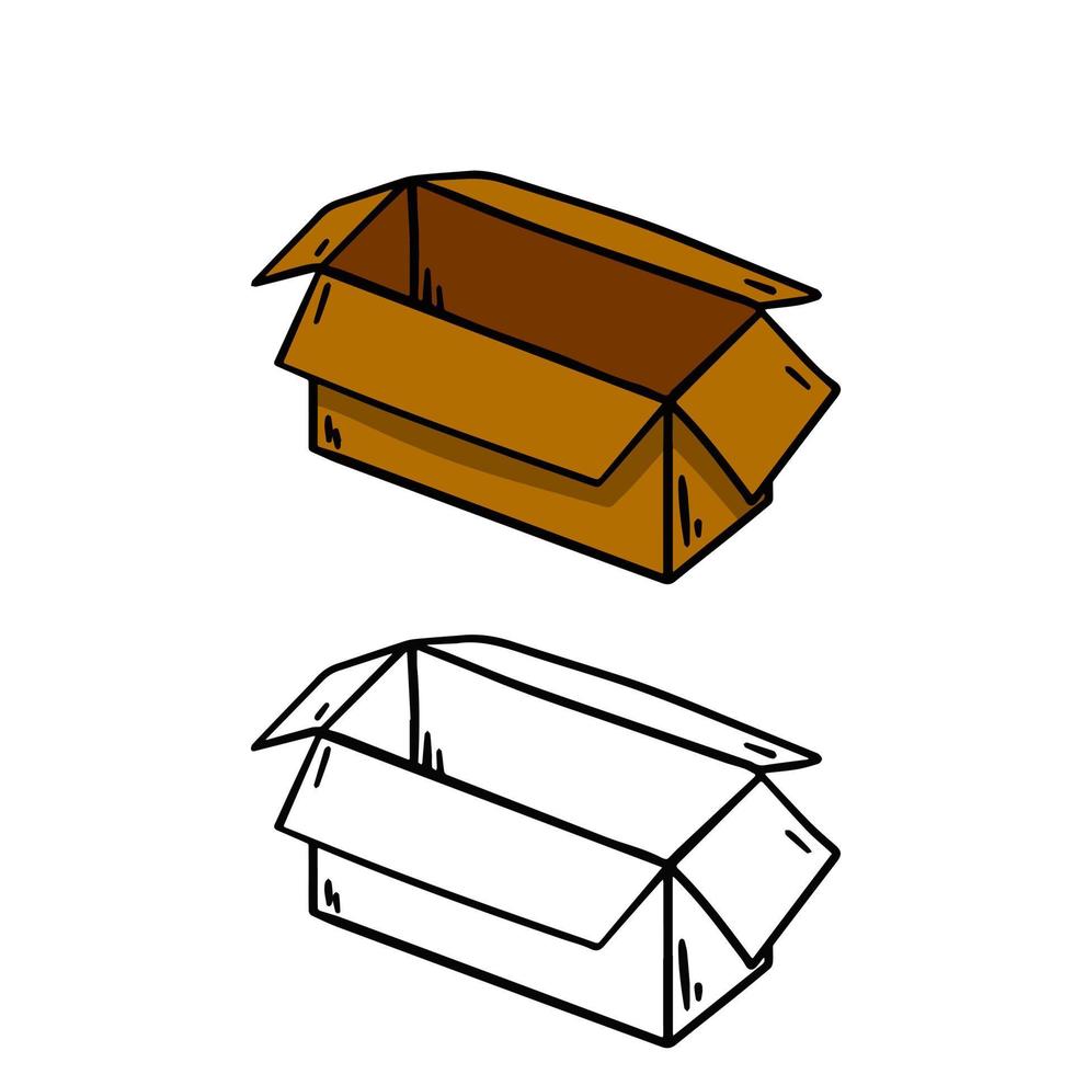 låda. uppsättning av kartongbehållare. vektor
