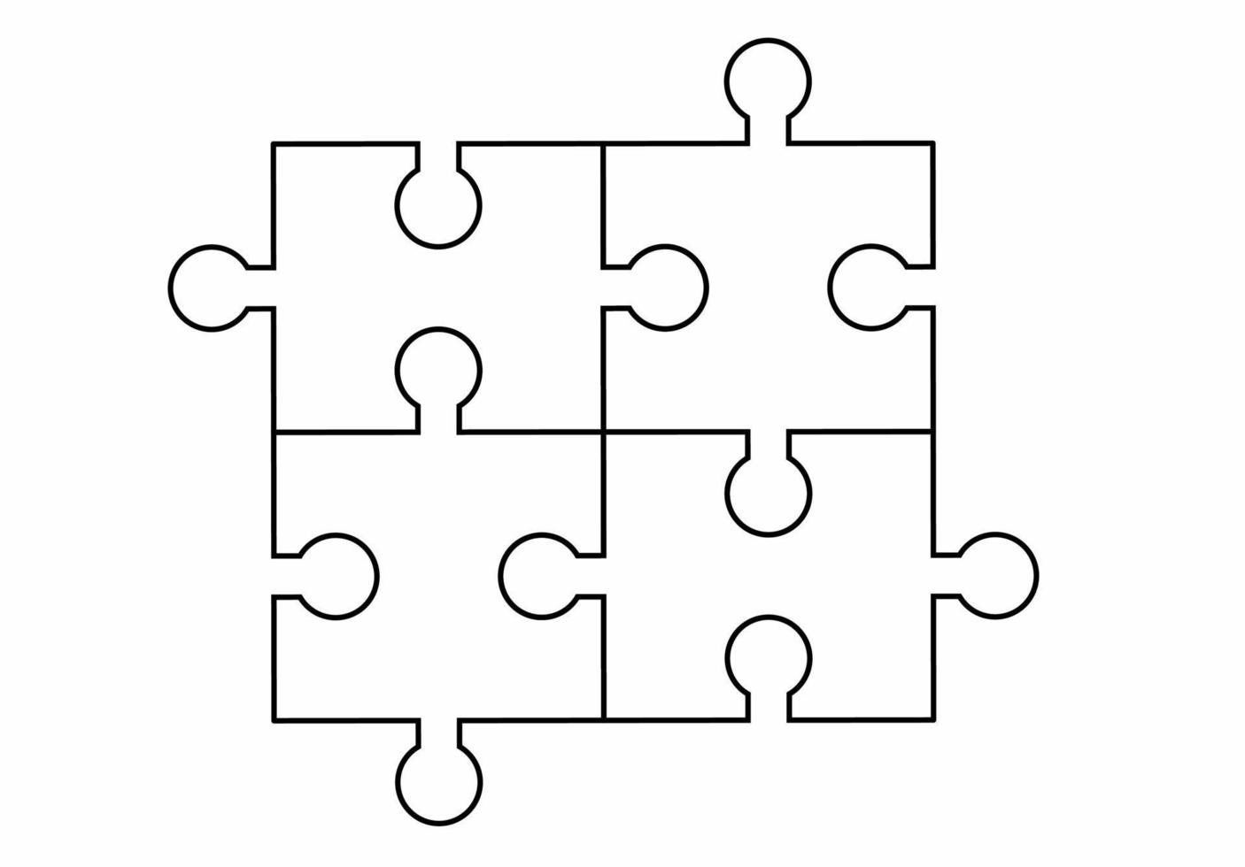 Umriss quadratisches Puzzle-Symbol isoliert auf weißem Hintergrund vektor