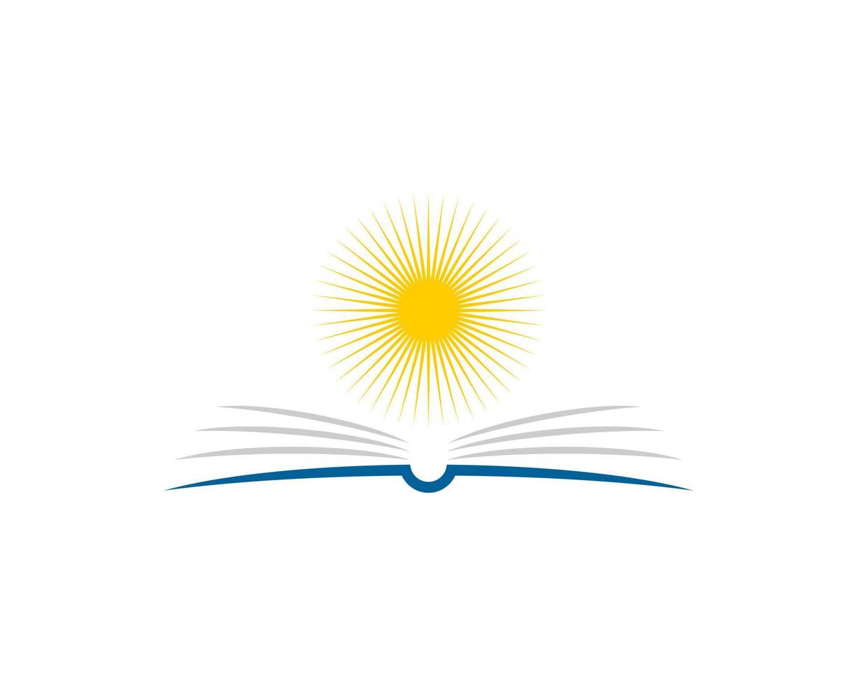 soluppgång på den öppna bokens logotyp vektor