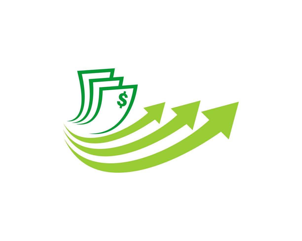 pengar med pil tillväxt vektor logotyp