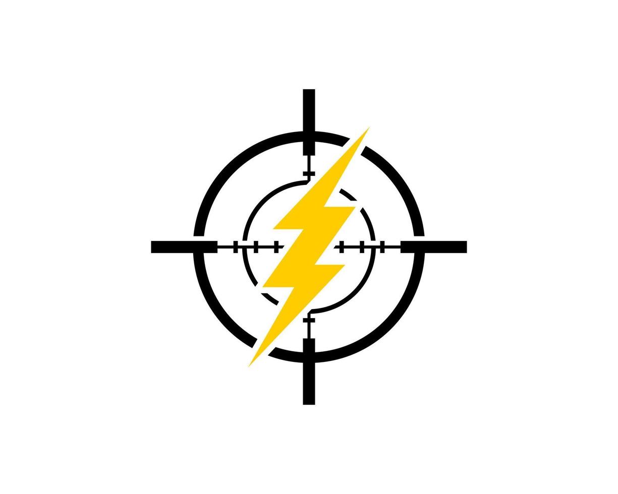 prickskyttsymbol med elektriska blixtar inuti vektor